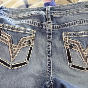 Vigoss Blue Boot Cut Jeans with Embroidered Pockets